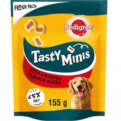 Pedigree Tasty Minis Dog Treats Chewy Slices with Beef & Poultry 155g •